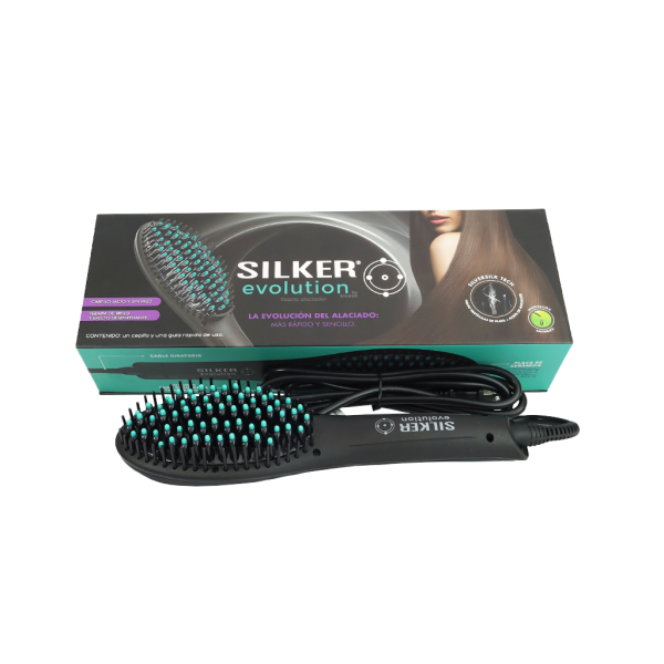 Cepillo Para Alaciar Cabello Marca Silker Evolution, Color Negro