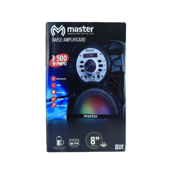 Bocina Amplificada Portatil 1000 Wtts,  Marca Master 8" - Imagen 3